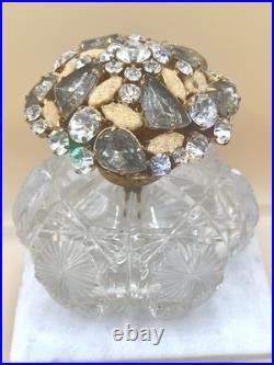 VTG Art Deco Cut Glass Bejeweled Rhinestones Perfume Spray Bottle Germany -RARE