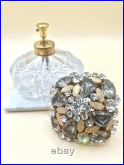 VTG Art Deco Cut Glass Bejeweled Rhinestones Perfume Spray Bottle Germany -RARE