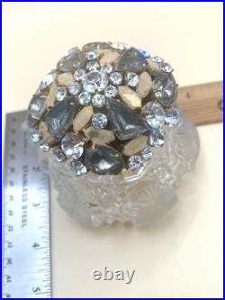 VTG Art Deco Cut Glass Bejeweled Rhinestones Perfume Spray Bottle Germany -RARE