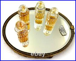 VTG BALENCIAGA Glass Bottle Perfumes LOT of 4& 24K Gold Mirror Paris RARE Minis