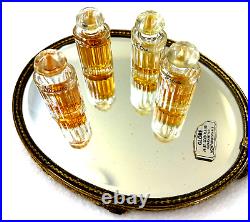 VTG BALENCIAGA Glass Bottle Perfumes LOT of 4& 24K Gold Mirror Paris RARE Minis