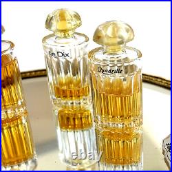 VTG BALENCIAGA Glass Bottle Perfumes LOT of 4& 24K Gold Mirror Paris RARE Minis