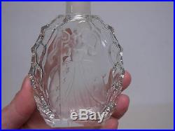 VTG CZECH INTAGLIO ART GLASS PERFUME BOTTLE w LOVELY MAIDEN LITTLE BO PEEP 5.75