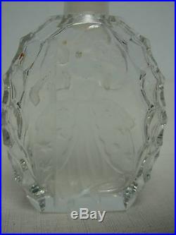 VTG CZECH INTAGLIO ART GLASS PERFUME BOTTLE w LOVELY MAIDEN LITTLE BO PEEP 5.75