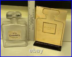 VTG Chanel perfume displays factice dummy bottle & Gold metal Sign Display Stand