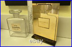 VTG Chanel perfume displays factice dummy bottle & Gold metal Sign Display Stand