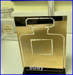 VTG Chanel perfume displays factice dummy bottle & Gold metal Sign Display Stand