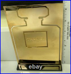 VTG Chanel perfume displays factice dummy bottle & Gold metal Sign Display Stand