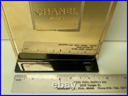 VTG Chanel perfume displays factice dummy bottle & Gold metal Sign Display Stand