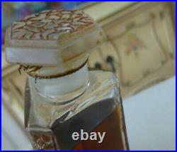 VTG Corded 1940s Coty LORIGAN Perfume Extrait Splash 1.18 Oz Triangle Bottle