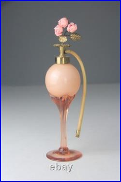 VTG DeVilbiss Pink Atomizer Perfume Bottle & Art Deco Style Lidded Powder Box