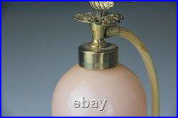 VTG DeVilbiss Pink Atomizer Perfume Bottle & Art Deco Style Lidded Powder Box