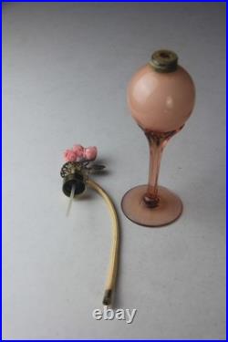 VTG DeVilbiss Pink Atomizer Perfume Bottle & Art Deco Style Lidded Powder Box