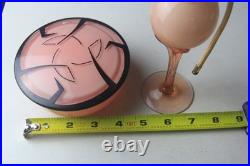 VTG DeVilbiss Pink Atomizer Perfume Bottle & Art Deco Style Lidded Powder Box