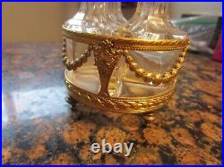 VTG. French Imperial Cloisonne Bronze 4 perfume bottles with footed holder