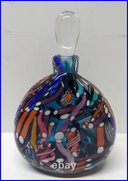 VTG Freund Art Glass Multicolor Perfume Bottle with Stopper Millefiori Style
