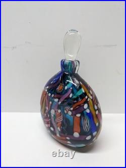 VTG Freund Art Glass Multicolor Perfume Bottle with Stopper Millefiori Style