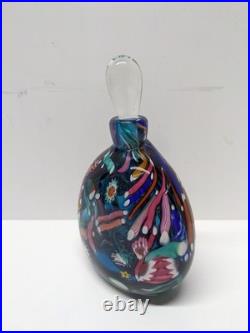 VTG Freund Art Glass Multicolor Perfume Bottle with Stopper Millefiori Style