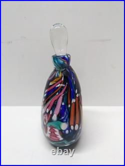VTG Freund Art Glass Multicolor Perfume Bottle with Stopper Millefiori Style