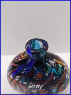 VTG Freund Art Glass Multicolor Perfume Bottle with Stopper Millefiori Style