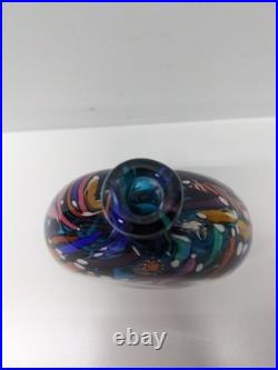 VTG Freund Art Glass Multicolor Perfume Bottle with Stopper Millefiori Style