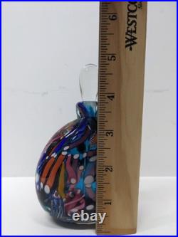 VTG Freund Art Glass Multicolor Perfume Bottle with Stopper Millefiori Style