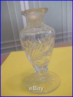 VTG HEISEY Perfume Bottle Floral Cut Glass Design Guilloche Enamel & Sterling
