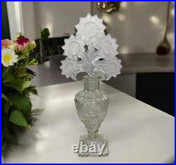 VTG Imperial Nouveau Glass Perfume Bottle Sunflower Stopper Large 10.25 MCM VTG Imperial Nouveau Glass Perfume Bottle Sunflower Stopper Large 10.25 MCM