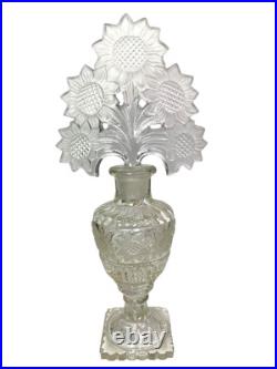 VTG Imperial Nouveau Glass Perfume Bottle Sunflower Stopper Large 10.25 MCM VTG Imperial Nouveau Glass Perfume Bottle Sunflower Stopper Large 10.25 MCM