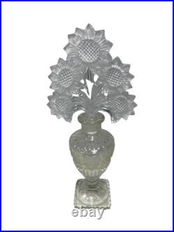 VTG Imperial Nouveau Glass Perfume Bottle Sunflower Stopper Large 10.25 MCM VTG Imperial Nouveau Glass Perfume Bottle Sunflower Stopper Large 10.25 MCM