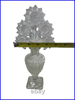 VTG Imperial Nouveau Glass Perfume Bottle Sunflower Stopper Large 10.25 MCM VTG Imperial Nouveau Glass Perfume Bottle Sunflower Stopper Large 10.25 MCM