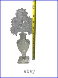 VTG Imperial Nouveau Glass Perfume Bottle Sunflower Stopper Large 10.25 MCM VTG Imperial Nouveau Glass Perfume Bottle Sunflower Stopper Large 10.25 MCM