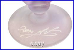VTG Ion Tamaian Signed Frosted Lavender Glass Gold Accent Perfume Bottle Romania