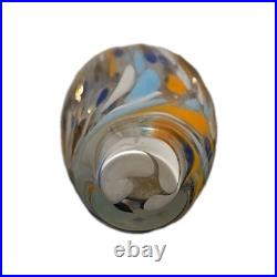 VTG Italian Murano Glass Perfume Bottle withSwirling Orange, Black, White, Blue