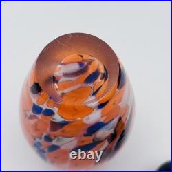 VTG Italian Murano Glass Perfume Bottle withSwirling Orange, Black, White, Blue