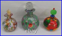 VTG Lot 3 Murano Ballarin Italy Perfume Scent Bottles Millifore Gold Leaf
