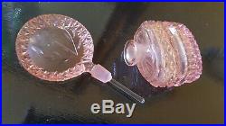 VTG Lrg. Czech Pink Perfume Bottle cut glass with DAUBER Intact