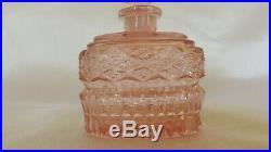 VTG Lrg. Czech Pink Perfume Bottle cut glass with DAUBER Intact