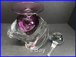 VTG M. Michael Trimpol Studio Art Glass Purple Perfume Bottle With Dauber Signed