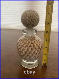 VTG MURANO White/Gold Aventurine Perfume Bottle WithSTOPPER & Bubbles 7.25H