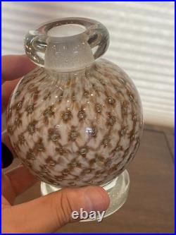 VTG MURANO White/Gold Aventurine Perfume Bottle WithSTOPPER & Bubbles 7.25H