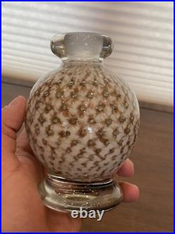 VTG MURANO White/Gold Aventurine Perfume Bottle WithSTOPPER & Bubbles 7.25H