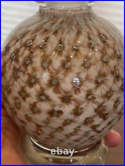 VTG MURANO White/Gold Aventurine Perfume Bottle WithSTOPPER & Bubbles 7.25H