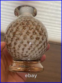 VTG MURANO White/Gold Aventurine Perfume Bottle WithSTOPPER & Bubbles 7.25H