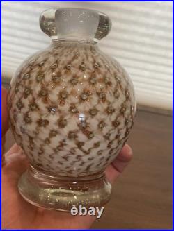 VTG MURANO White/Gold Aventurine Perfume Bottle WithSTOPPER & Bubbles 7.25H