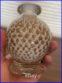 VTG MURANO White/Gold Aventurine Perfume Bottle WithSTOPPER & Bubbles 7.25H