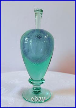 VTG Mint Green Sea Foam Tiny Bubbles Submerged Art Heavy Glass Perfume Bottle