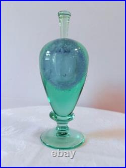VTG Mint Green Sea Foam Tiny Bubbles Submerged Art Heavy Glass Perfume Bottle