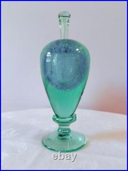 VTG Mint Green Sea Foam Tiny Bubbles Submerged Art Heavy Glass Perfume Bottle