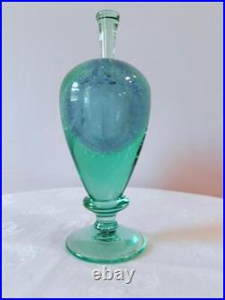 VTG Mint Green Sea Foam Tiny Bubbles Submerged Art Heavy Glass Perfume Bottle